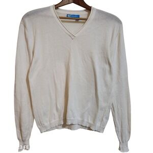 Fresh Produce Women's S Sweater Top Cream‎ V Neck Long Sleeve Lightweight Cotton